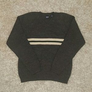 100% Wool V-neck Strip Sweater Small